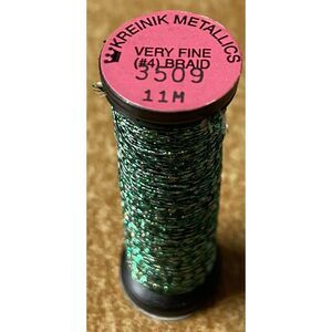 Kreinik #4 Very Fine Braid Metallic Thread - 11m - 3509 Cha Cha Verde